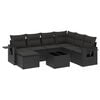 vidaXL Set de sof&aacute;s de jard&iacute;n 8 piezas y cojines rat&aacute;n sint&eacute;tico negro
