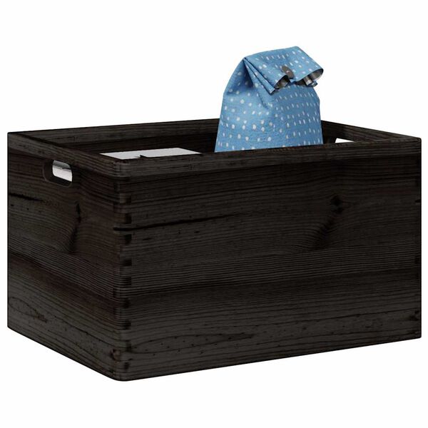 vidaXL Caja de madera con asas madera maciza pino negra 40x30x23 cm