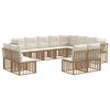 vidaXL Conjunto de sof&aacute;s de exterior 12 plaza Natural y Crema