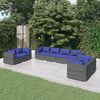 vidaXL Set de muebles de jard&iacute;n 8 pzas y cojines rat&aacute;n sint&eacute;tico gris