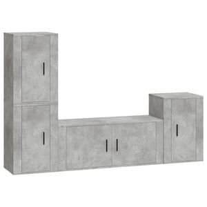 vidaXL Set de muebles de TV 4 pzas madera contrachapada gris hormig&oacute;n