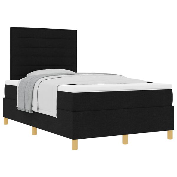 vidaXL Cama tipo Box Spring con colch&oacute;n Negro 120 x 190 cm tela