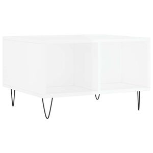 vidaXL Mesa de centro madera contrachapada blanco brillo 60x50x36,5 cm