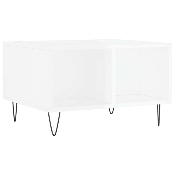 vidaXL Mesa de centro madera contrachapada blanco brillo 60x50x36,5 cm