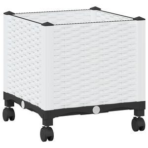 vidaXL Macetero de Jard&iacute;n con Ruedas Blanco 40 x 40 x 48 cm PP
