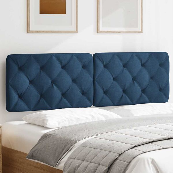 vidaXL Cabecero de cama acolchado tela azul 160 cm
