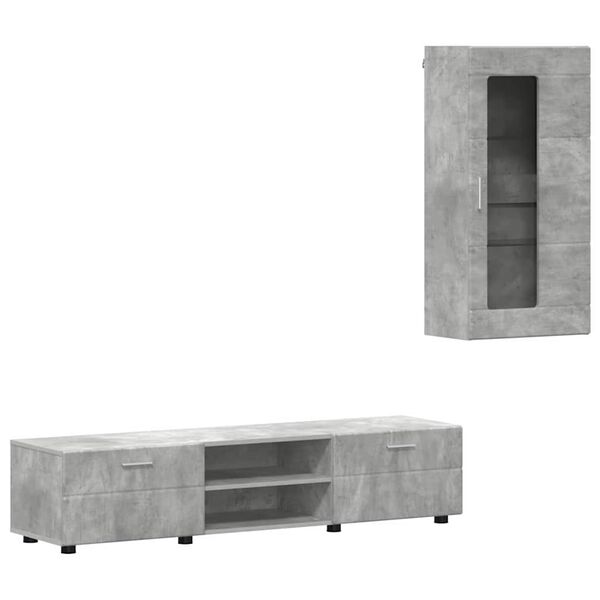 vidaXL Conjunto de mueble de TV con caj&oacute;n FLORIN Gris Concreto