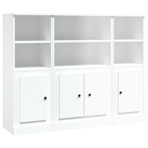 vidaXL Aparadores altos 3 piezas madera contrachapada blanco