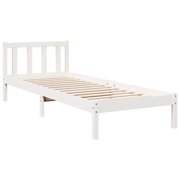 vidaXL Cama extralarga sin colch&oacute;n madera maciza pino blanca 100x210cm
