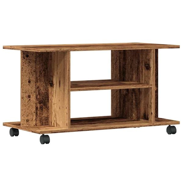 vidaXL Mueble de TV con ruedas madera ingenier&iacute;a envejecida 80x40x45cm