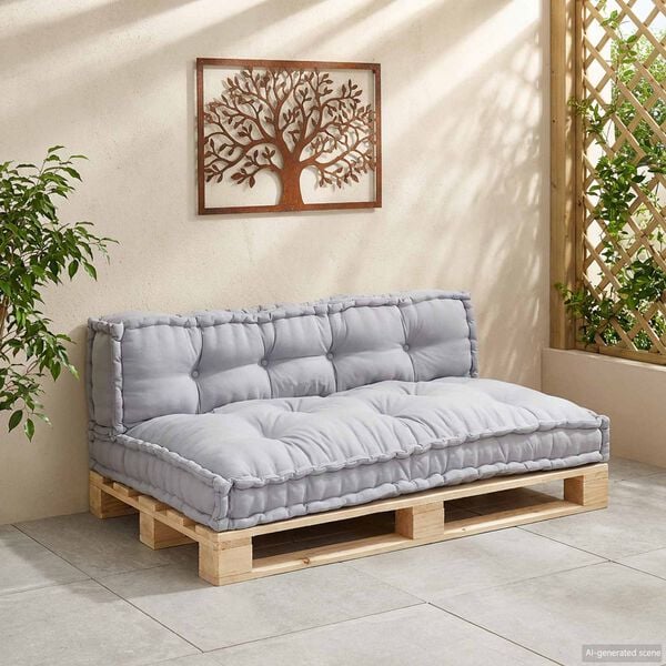 vidaXL Coj&iacute;n para Sof&aacute; Pallet 2 pcs Gris 120 x 80 x 38 cm Tela