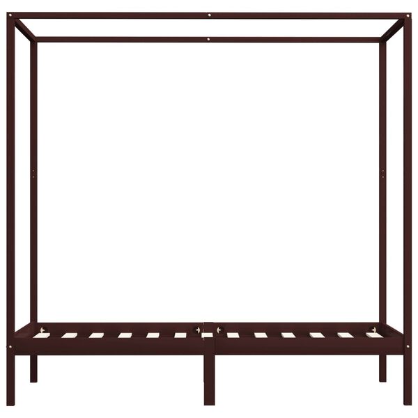 vidaXL Cama con dosel sin colchón madera maciza marrón oscuro 90x200cm