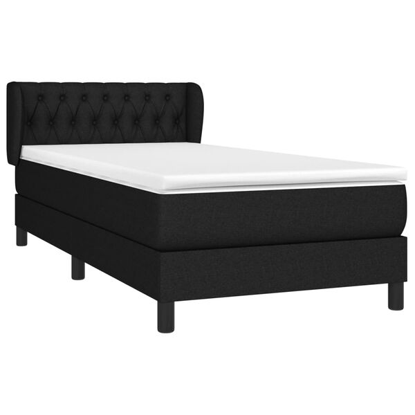 vidaXL Cama box spring con colch&oacute;n tela negro 90x200 cm