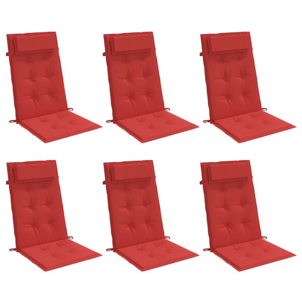 vidaXL Cojines de silla con respaldo alto 6 uds tela Oxford rojo
