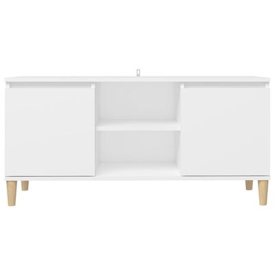 vidaXL Mueble de TV con patas de madera maciza blanco 103,5x35x50 cm
