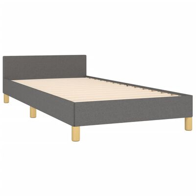 vidaXL Estructura de cama con cabecero de tela gris oscuro 90x190 cm