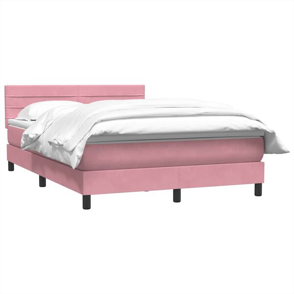 vidaXL Cama box spring con colch&oacute;n terciopelo rosa 140x220 cm