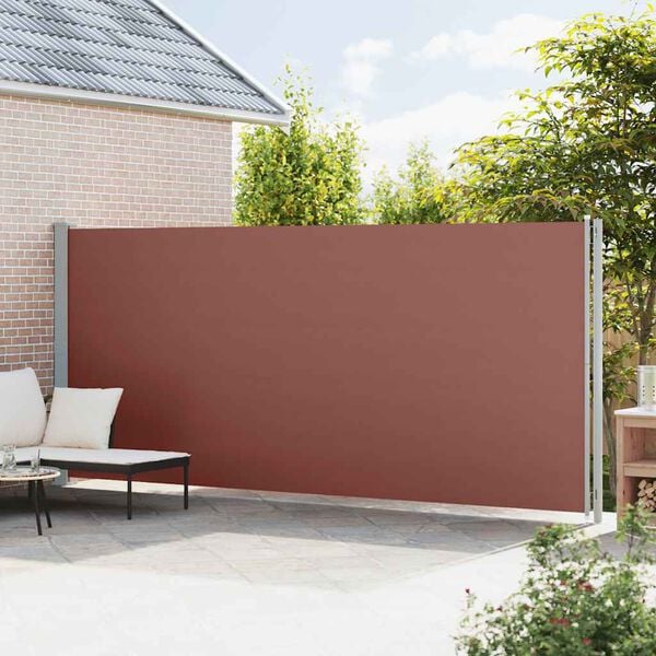 vidaXL Toldo lateral retr&aacute;ctil de jard&iacute;n marr&oacute;n 200x600 cm