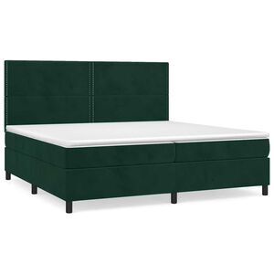 vidaXL Cama box spring con colch&oacute;n terciopelo verde oscuro 200x200 cm