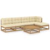 vidaXL Juego de muebles de jard&iacute;n 6 pzas y cojines madera pino maciza
