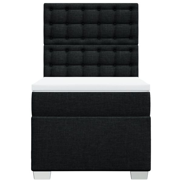 vidaXL Cama box spring con colch&oacute;n tela negro 100x200 cm