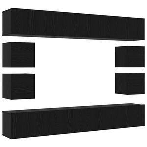 vidaXL Conjunto de mueble de TV 8 pcs Roble negro 100 x 30 x 30 cm