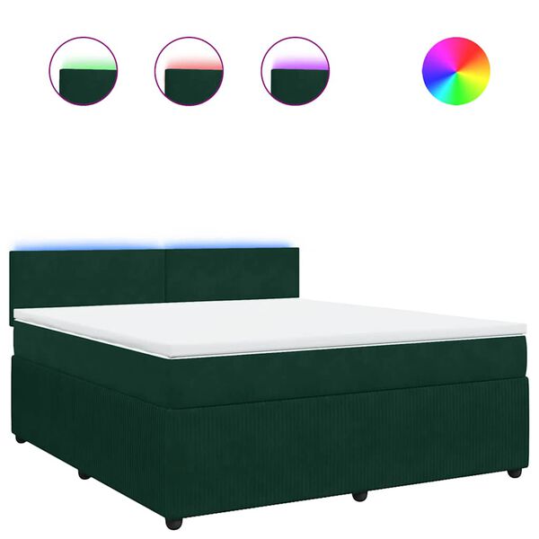vidaXL Cama box spring con colch&oacute;n terciopelo verde oscuro 180x200 cm