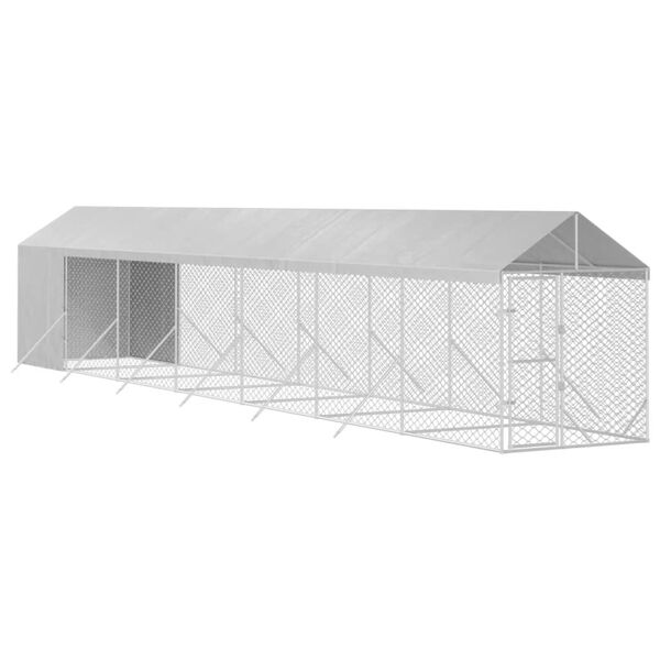 vidaXL Perrera de exterior con toldo acero galvanizado plata 2x14x2,5m
