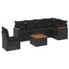 vidaXL Set de comedor de jard&iacute;n 7 pzas y cojines rat&aacute;n sint&eacute;tico negro