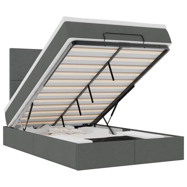 vidaXL Estructura cama otomana colch&oacute;n tela gris oscuro 120x200cm