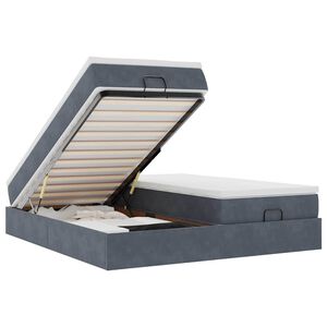 vidaXL Estructura cama otomana colchones terciopelo gris oscuro