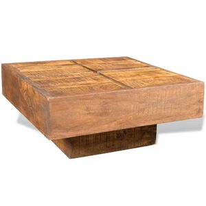 vidaXL Mesa de centro cuadrada madera maciza de mango marr&oacute;n