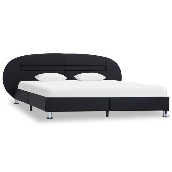 vidaXL Estructura cama LED sin colch&oacute;n cuero sint&eacute;tico negro 180x200cm
