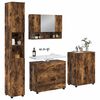 vidaXL Juego de muebles de ba&ntilde;o con caj&oacute;n 4 pcs Roble ahumado