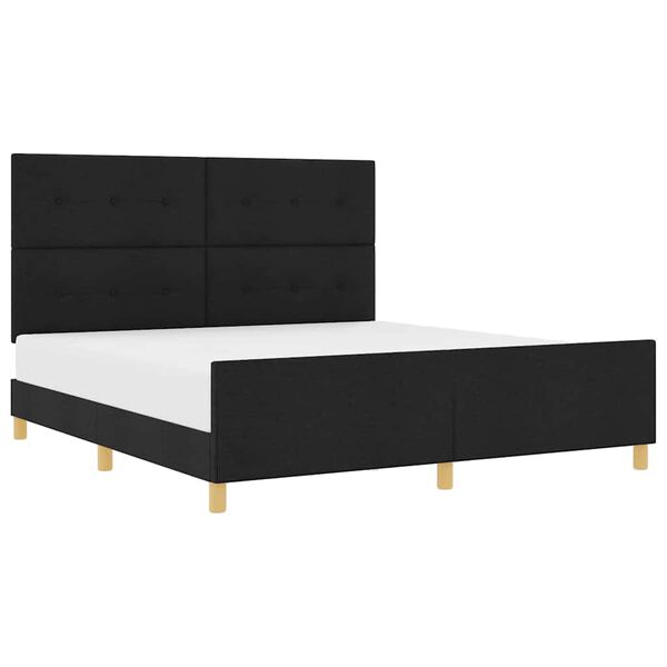 vidaXL Estructura de cama con cabecera Negro 180 x 200 cm tela