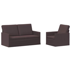 vidaXL Juego de Sof&aacute; 2 pcs Marr&oacute;n Oscuro Tela