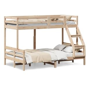 vidaXL Litera de madera maciza de pino 90x200/120x200 cm