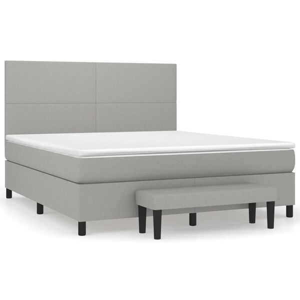 vidaXL Cama box spring con colch&oacute;n tela gris claro 180x200 cm