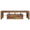 vidaXL Mueble TV luces LED madera ingeniería envejecida 140x36,5x40 cm