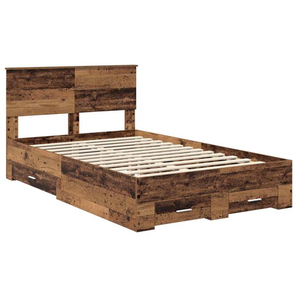 vidaXL Estructura de cama con cabecera Madera vieja 120 x 190 cm