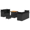 vidaXL Conjunto de sof&aacute; de jard&iacute;n 8 uds. Negro rat&aacute;n sint&eacute;tico