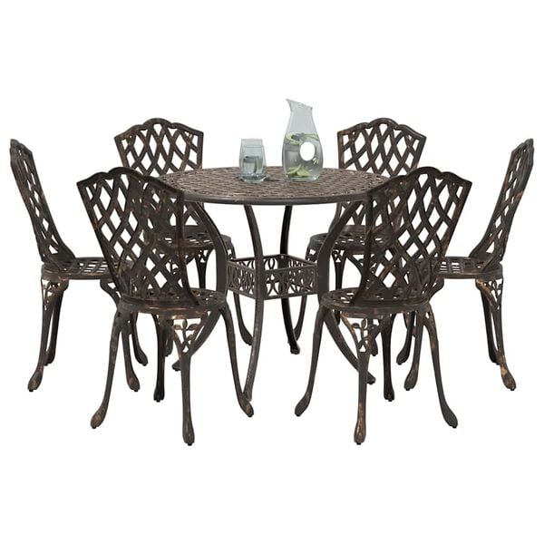 vidaXL Conjunto de Comedor de Jard&iacute;n 7 pcs Bronce Aluminio
