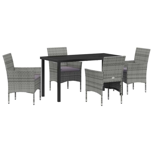vidaXL Conjunto de Comedor de Jard&iacute;n 5 pcs Gris rat&aacute;n sint&eacute;tico