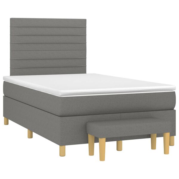 vidaXL Cama box spring con colch&oacute;n tela gris oscuro 120x200 cm