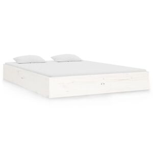 vidaXL Estructura de cama sin colch&oacute;n madera maciza blanco 140x190 cm