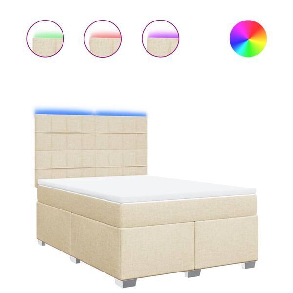 vidaXL Cama box spring con colch&oacute;n tela color crema 160x200 cm