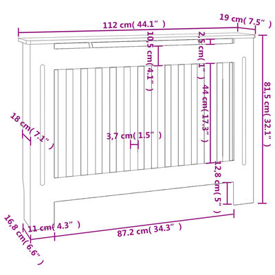 vidaXL Mueble cubierta para radiador MDF 112 cm