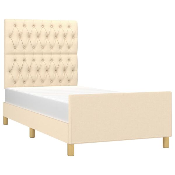 vidaXL Estructura de cama sin colch&oacute;n tela crema 90x190 cm