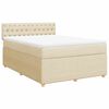vidaXL Cama box spring con colch&oacute;n tela color crema 160x200 cm