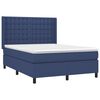 vidaXL Cama box spring con colch&oacute;n tela azul 140x190 cm